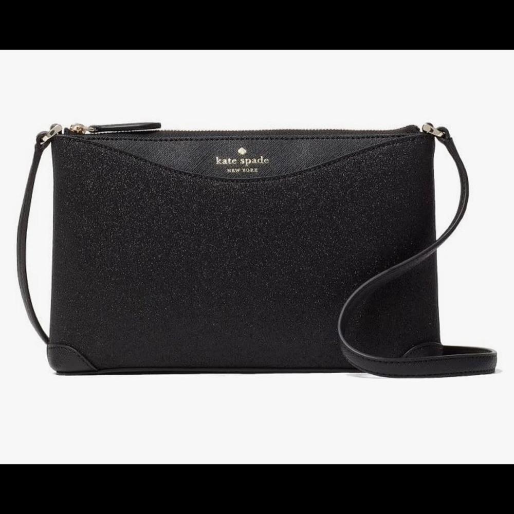 NWT Kate Spade Crossbody Purse Handbag Black Shimmy Glitter